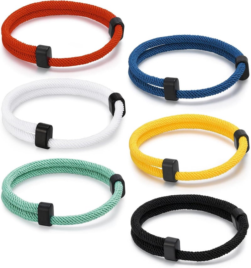 TempBeau Store Nautical Braided Rope Bracelets Set - 6 Pcs Adjustable Braided Cord Bracelet, Handmade Navy Marine String Bracelet with Metal Knot, Men Women Braided Bracelets Gifts - Image 1